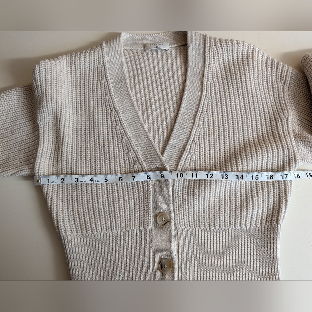 Babaton Cream Ribbed V-Neck Button Cardigan - Picture 11 of 13